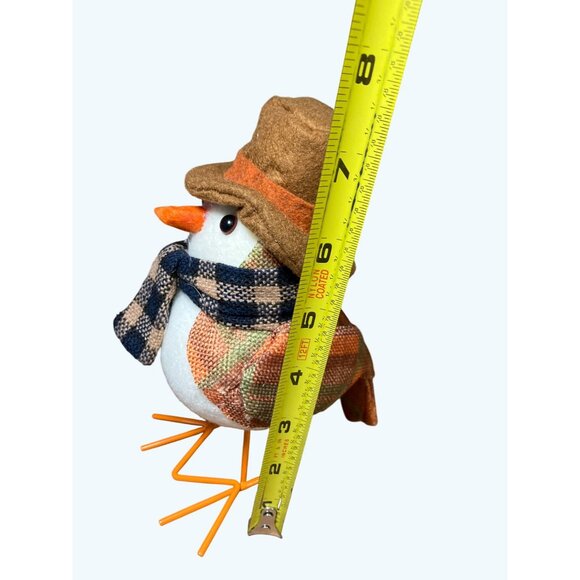 Harvest Autumn Fall Fabric Felt Bird Plaid Scarf Hat Holiday Decor - Picture 7 of 9